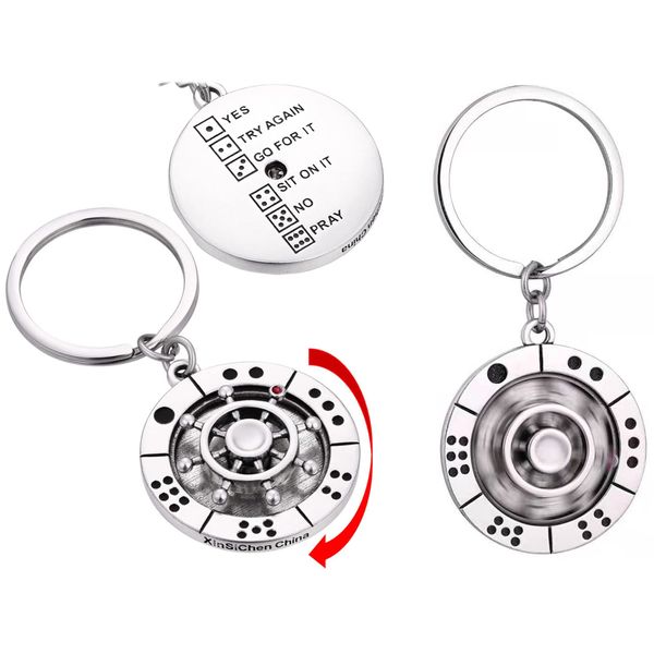 XinSiChen 3D Metal Key Chain Ship Helm Hand Spinner Spinning Dice Roulette Board Game Popular Ranking Time Killing Toys for Children Stress Reliever Gift Men's Women's Key Ring