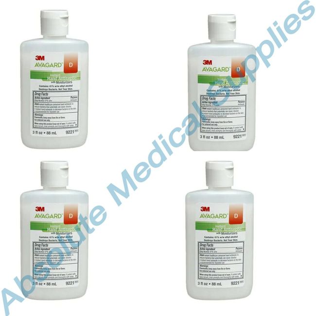 *4-Pack* 3M Avagard D Instant Hand Antiseptic 88 mL With Moisturizers 9221