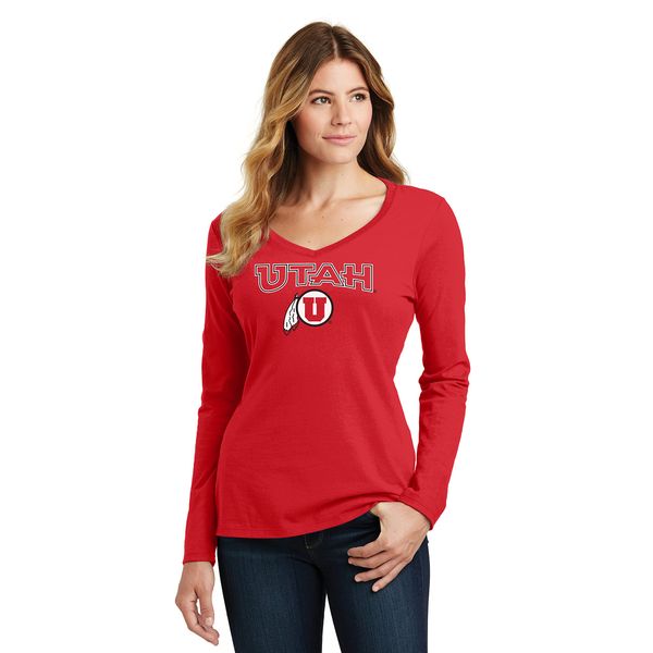 CornBorn Utah Utes Womens Apparel Tshirt - Circle and Feather Logo - Red - Medium