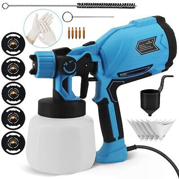 Paint Sprayer HVLP Spray Paint Gun-700W High Power Spray Gun, 5 Nozzles and 3...