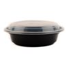 32oz Black Disposable Plastic Round Microwavable Food Container With Lids 50pcs