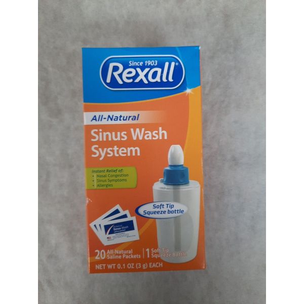 Sealed Box Rexall All-Natural Sinus Wash System (20 Saline Packets) Exp. 01/27