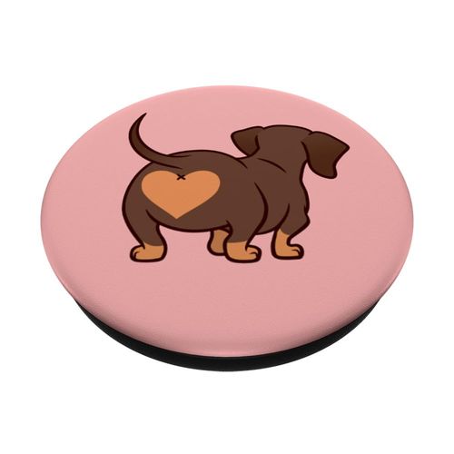 Dachshund Butt Heart Weiner Dog Mom Gift pink for Girls PopSockets PopGrip: Swappable Grip for Phones & Tablets PopSockets Adhesive PopGrip