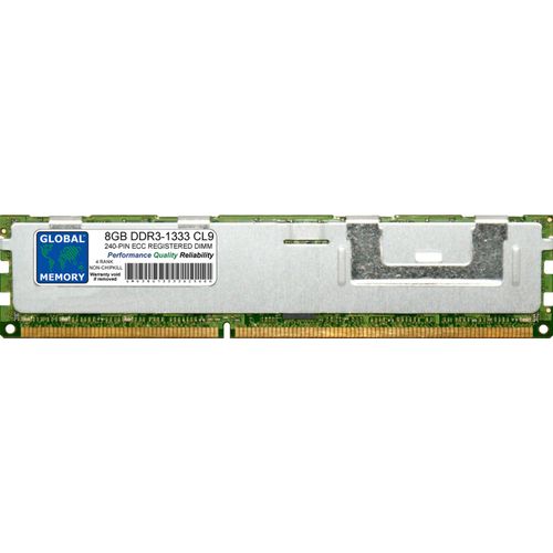 8GB DDR3 1333MHz PC3-10600 240-PIN ECC REGISTERED DIMM (RDIMM) MEMORY RAM COMPATIBLE WITH SERVERS/WORKSTATIONS/MOTHERBOARDS (4 RANK NON-CHIPKILL)
