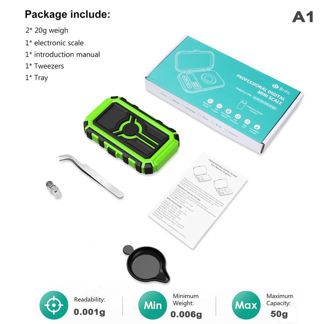 Mini Precision Scale, [50g 0.001g] Digital Pocket Scale With 50g