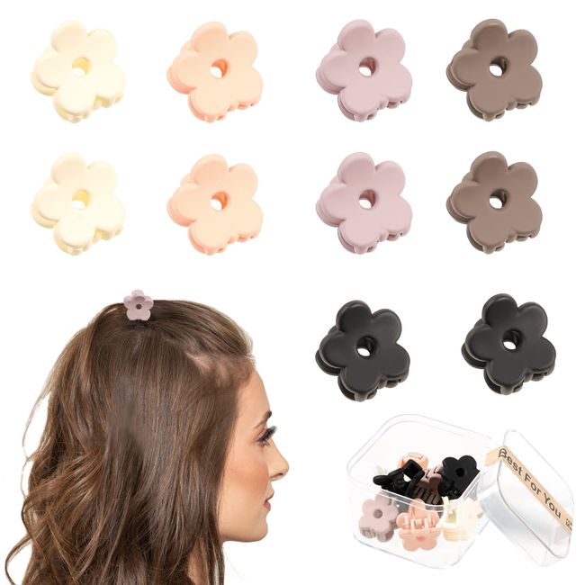 Small Claw Hair Clips for Women Girls - Mini Flower Hair Clips Tiny Claw Clips for Thin Hair Strong Hold Cute Jaw Clip Nonslip Hair Styling Accessories with Box