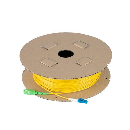 SpeedyFiberTX – 1-Pack 200 Feet SC/APC to LC/UPC Slim Simplex Riser OFNR Fiber Patch Cable, Corning SMF-28 Singlemode 9/125um Ultra Fiber, OS1/OS2 Compatible