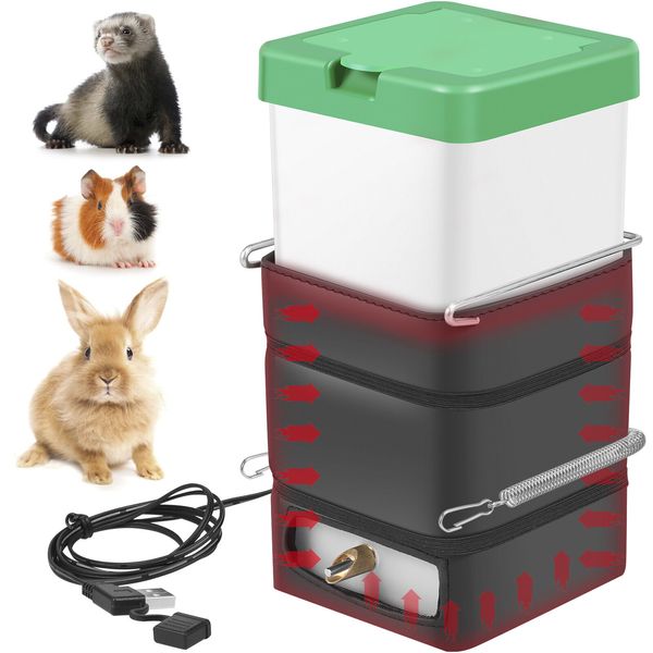 Heated Water Bottle Rabbit Heated Waterer Pet Water Dispenser Hamster Water^✝