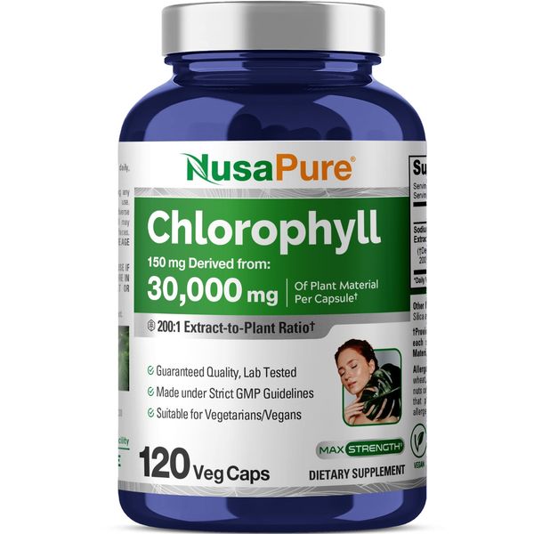 NusaPure Chlorophyll 200:1 Extract, 150 mg Equivalent to 30,000 mg per Capsule