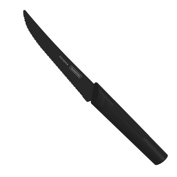 Tramontina 23681/105 Nygma Steak Knife, 5-Inch, Black, Boxed, Antibacterial Handle, Ultra-Lightweight, Made in Brazil