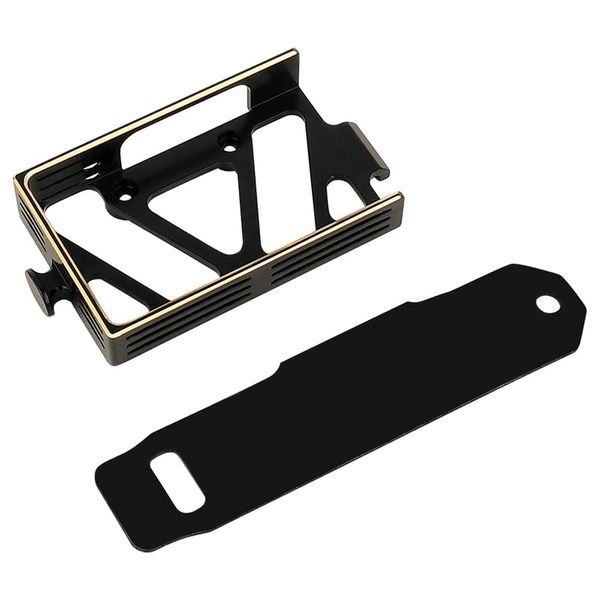 RZXYLRC Brass Black Coating Universal Battery Tray Mounting Plate with Tie for TRX4M 1/18 RC Crawler Car Metal Upgrade Parts