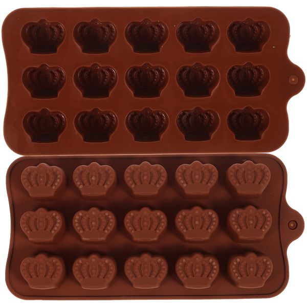 DOITOOL 2PCS Crown Pattern Silicone Moulds- Non- Stick Chocolate Bar Moulds- Reusable Chocolate Molds Chocolate Making Kit for Cake Ice Cube Candy Melts Wax Snap (Random Color)