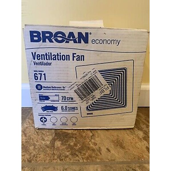 BROAN Economy Medium Bathroom Ventilation Fan #671 Up To 65 Square Feet