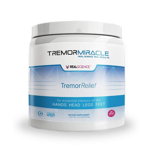 Real Science Nutrition Tremor Miracle - Essential Tremor Herbal Supplement Powder for Hands, Legs, Feet, Head Tremors (13.4 Oz, Grape Flavor)