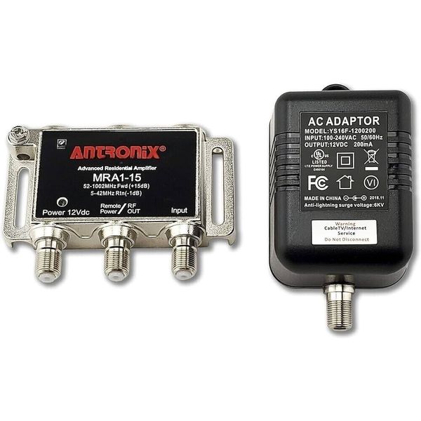 ANTRONIX MRA1-15/AC AMP COAXIAL CABLE AMPLIFIER w/ POWER ADAPTER
