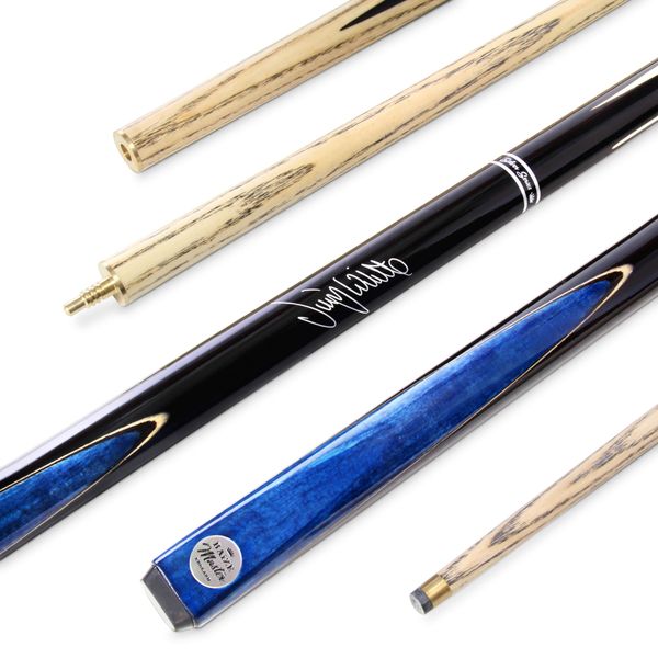 BAIZE MASTER CONQUEST 57 Inch 2 Piece Centre Joint Snooker Pool Cue with Matching Ash Shaft - 9.5mm Tip (Blue Jimmy White)