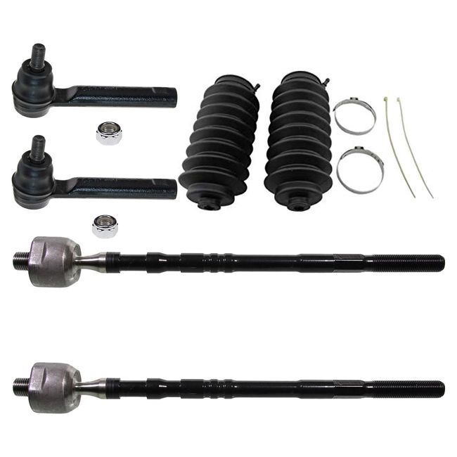 Detroit Axle - Front Inner and Outer Tie Rod Ends w/Rack Boots Replacement for 2002-2004 Subaru Impreza - 6pc Set