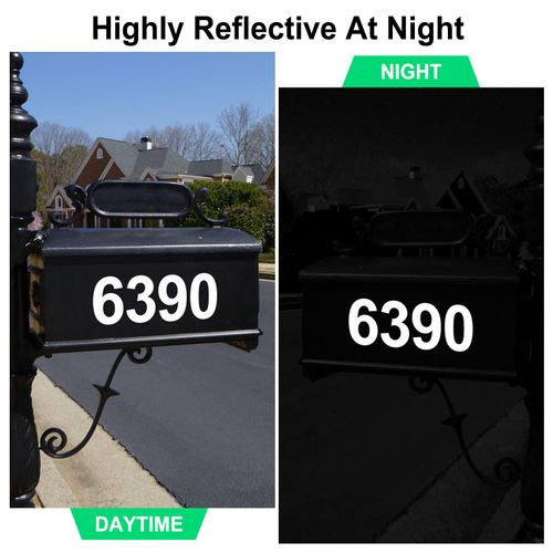Reflective Waterproof Mailbox Numbers – Durable Vinyl Mailbox Numbers Stickers, Self-Adhesive for Mailboxes, Signs, Cars, Trucks, Doors, Homes, and Businesses (White, 2-inch)