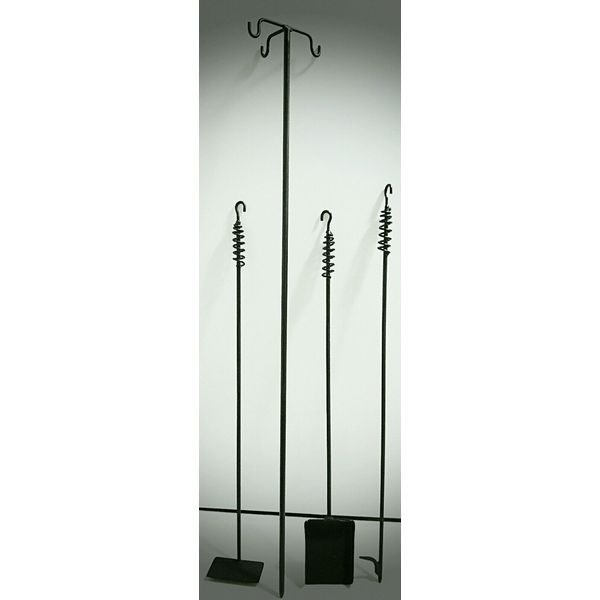 Outdoor Fireplace/Pit Set-Poker, Ash Rake, Shovel, & Post 36" Made by Blacksmith