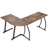 L Shaped Brown Desk Corner Computer Gaming Laptop Table Workstation Bedroom