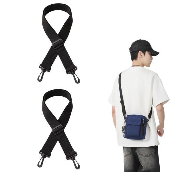 Doyime Nylon Shoulder Belt (Set of 2) Bag Strap Shoulder Strap 27.6-47.2 inches (70-120 cm), Adjustable, Super Durable, Shoulder Bag, PC Bag, Camera Case, Tool Kit, Black, Black