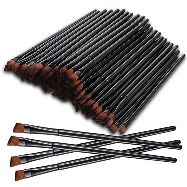 100 Pcs Angled Eyebrow Brushes Bulk Disposable Brow Brushes For Eyebrows Brow Tint Brushes Eye Makeup Brush Concealer Eye Shadow Applicator Sticks Tinting Brushes Esthetician Supplies (Black)