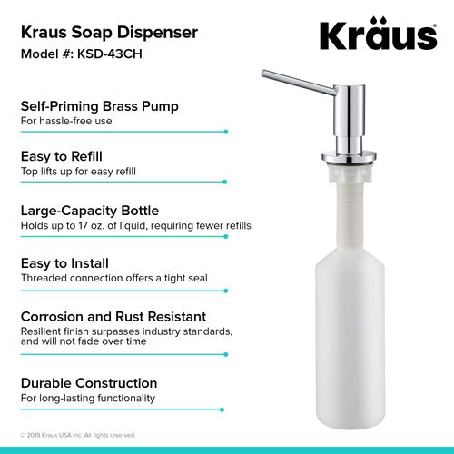 KRAUS Kitchen Soap and Lotion Dispenser in Chrome, KSD-43CH