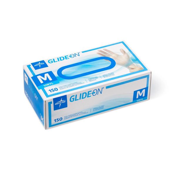 Glide On Vinyl Exam Gloves, Medium