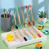 24 Pcs Kids Bamboo Toothbrushes Soft Bristle Toddler Toothbrush BPA Free Wooden Travel Toothbrushes for Kids Children Home Travel School Teeth Oral Dental Care, 5.7 Inches, Individually Wrapped