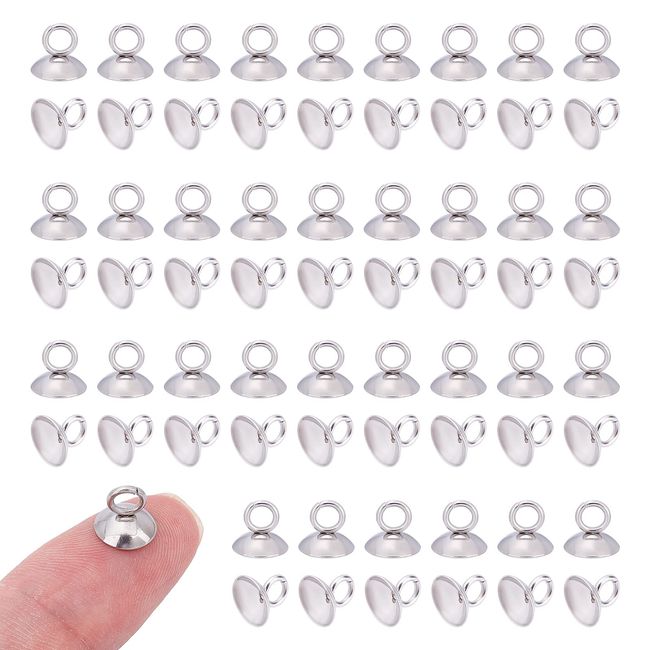 UNICRAFTALE About 100pcs Cap Beads 7mm Bead Caps Washers Stainless Steel Metal Beads Accessories Caps Spherical Glass Bubble Cap Pendant Bracelet Necklace Jewelry Handmade Craft Craft Supplies