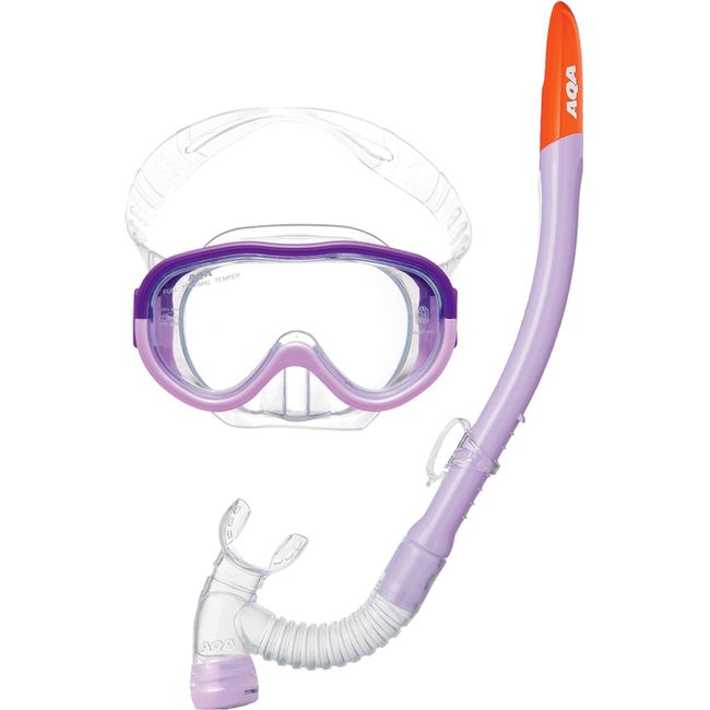 AQA KZ9101 Snorkeling Mask, For Children, Ako UV & Biky V Light 3, Set of 2, Purple/LV (1600)