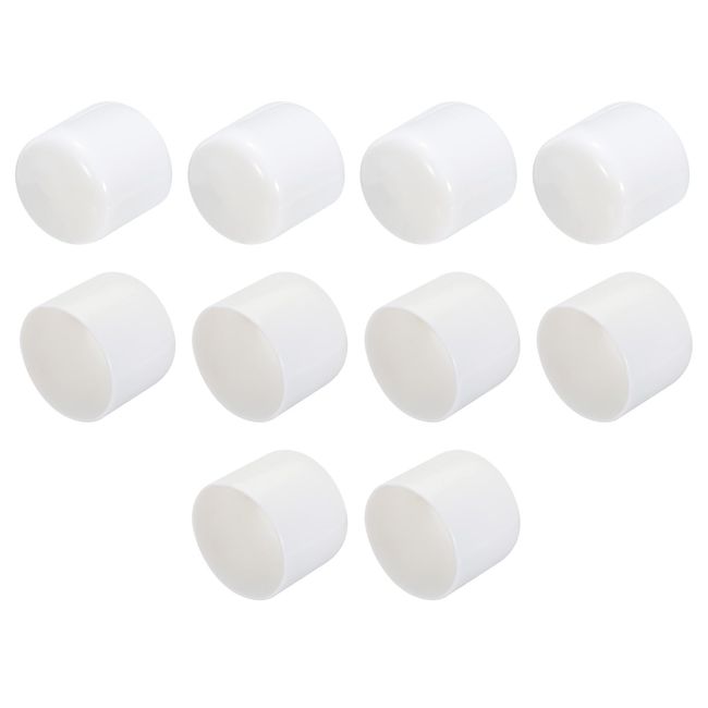 uxcell 10pcs Rubber End Caps 60mm Inner Diameter Vinyl Round Tube Bolt Cap Cover Screw Thread Protector White