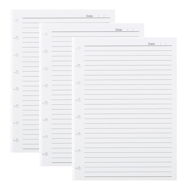 WWW Discbound Refill Paper - A5 Loose Leaf Refillable Lined Filler Paper 8-Disc Disbound Thick 100 GSM Planner Notebook,100 Sheets/200 Pages