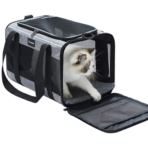 Vceoa 17.5X11X11 Inches Cat, Dog Carrier for Pets up to 16 Lbs, Soft-Sided Cat B