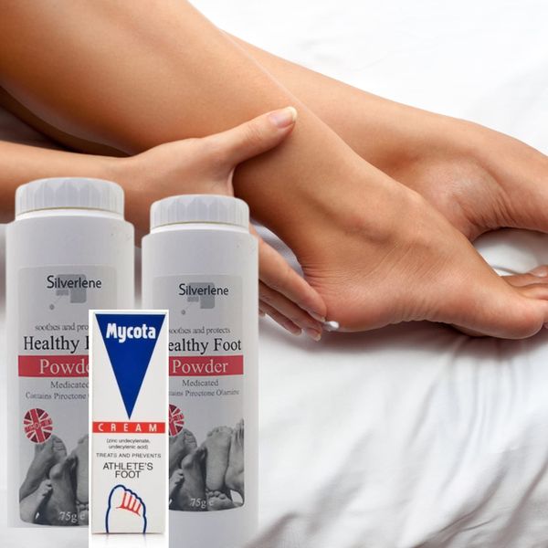 Complete Athlete's Foot Care Bundle: Athletes Foot Cream (1 x 25g), 2 x Silverlene Athletes Healthy Foot Powder Medicated Treats and Prevents Anti FUNGAL 75g. Relieves Itching and Irritation