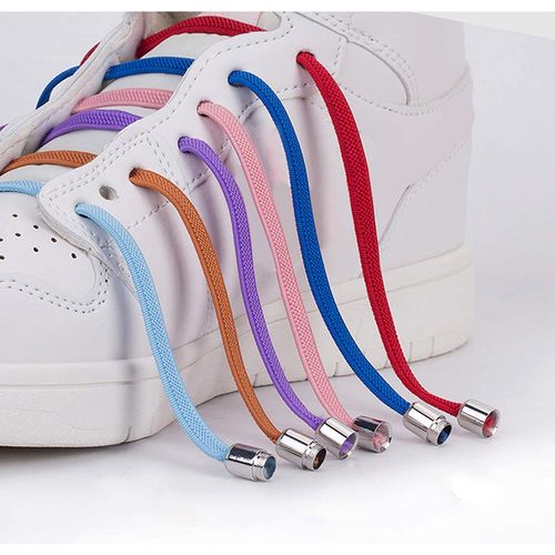 VICT POPU Elastic Laces Flat No Tie Shoe Laces With Metal Capsule Buckles for Adults Kids Trainers Walking Boots Hiking Shoes, One Size Fits All Brown
