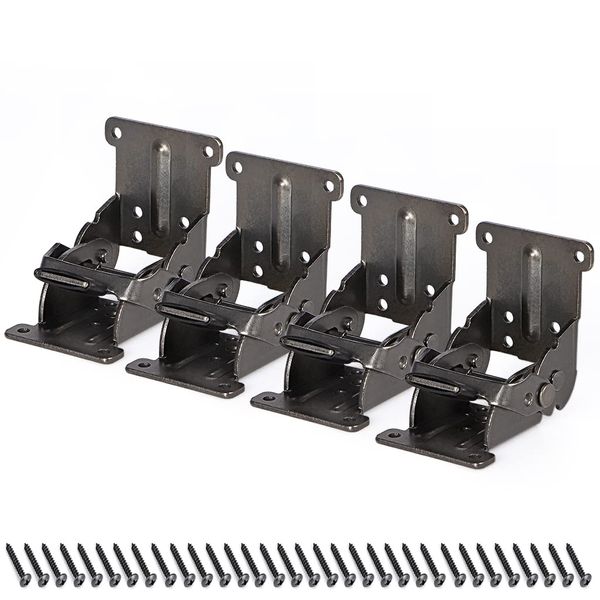 Skelang 4 Pcs Folding Brakcet 0°-90°-180°, Table Foldable Hinge, Self Lock Extension Support for Table, Workbench, Sleeping Platform