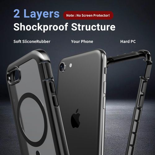 jaroco for iPhone SE Case 2022/2020/3rd/2rd,iPhone 8/7 case, [Compatible with MagSafe][Military Grade Drop Protection][Heavy Duty Protection][Non-Slip] 2-Layer Durable Bumper Phone Case 4.7''-Black