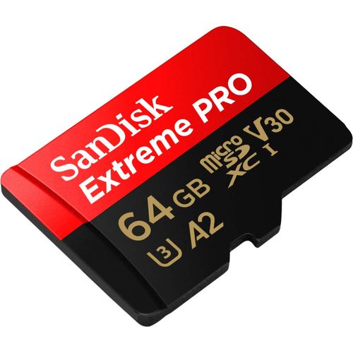 SanDisk 64GB Extreme PRO microSDXC Card + SD Adapter + RescuePRO Deluxe, up to 200MB/s, with A2 App Performance, UHS-I, Class 10, U3, V30