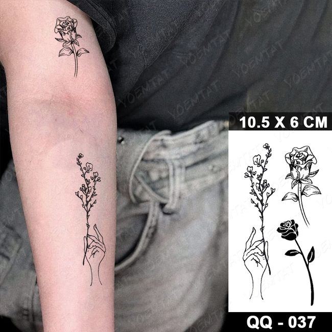 40 Sheets Large Black Peony Rose Flowers Lady Waterproof Temporary Tattoo  3D Girls Arm Hand Collarbone Leg Tattoos Stickers for Women Gift or  Decoration?10 Large & 30 Tiny? 