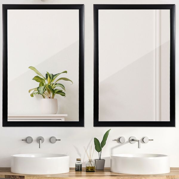 2PCS 24"x36" Rectangular Wall Mirror Vanity Mirror for Bathroom w/Peaked Corner