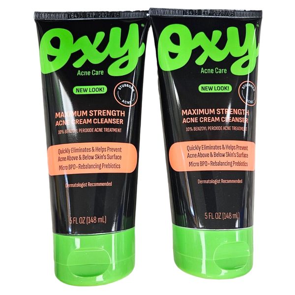 OXY Face Wash Benzoyl Peroxide 10% Acne Wash 5oz ( 2 pack ) __
