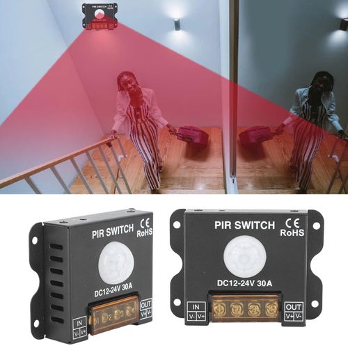 Brrnoo DC 12V 24V 30A PIR Sensor Switch Panel Light Human Body Infrared Motion Sensor LED Strip Dimmer