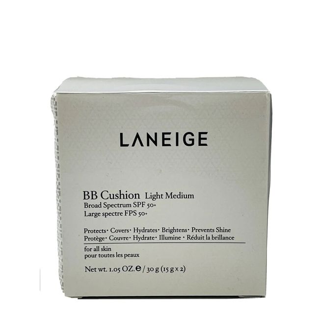 laneige bb cushion spf 50+ light medium 1.05oz distressed box