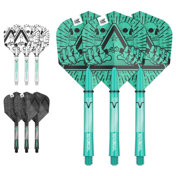 Target Darts Rob Cross Ink Design No.6 Dart Flights & Medium (48mm) Shafts Stems - 9 Flights and 9 Shafts in Total