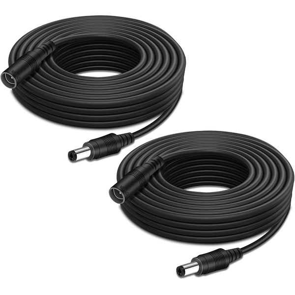 CASPERi Pack of 2-5M DC 12V CCTV Power Extension Cable Black 2.1 x 5.5mm Male to Female, Power Supply Adapter Extender Cord for CCTV Security Cameras, DVRs, LED Strips, Routers