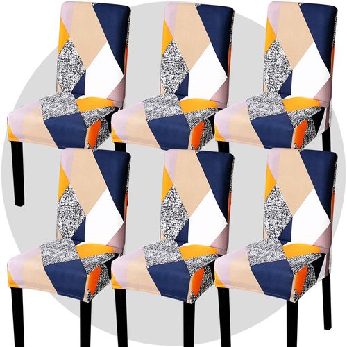 TOMMO Dining Room Chair Covers Set of 6, Stretch Removable Washable Spandex Dining Chair Slipcovers Protectors, Kitchen Chair Covers for Dining Room Party Hotel Ceremony Banquet(Grey Rubik's Cube)