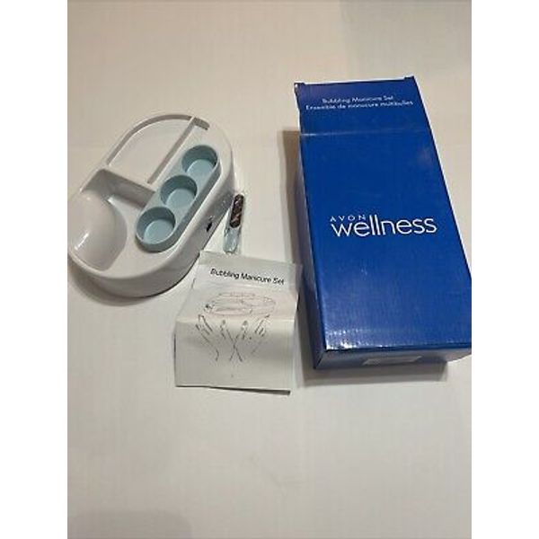 New Avon Wellness Bubbling Manicure Set Hand Soak Nail Dryer Shapping Implements