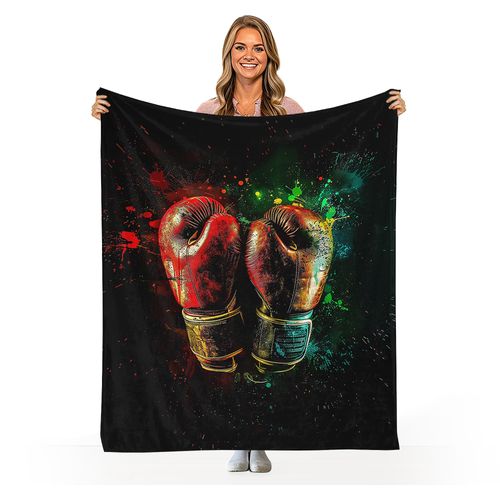 Ooeiiiy Boxing Gloves Blanket Boxing Sport Theme Blanket for Men, Teenagers, Soft Warm Flannel Throw Blankets for Boys, Lightweight Blanket for Couch Sofa Bed 50x40 in