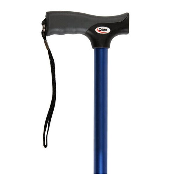 Carex Adjustable Walking Cane Soft Grip Aluminum Metallic Light Blue Color 1 ct